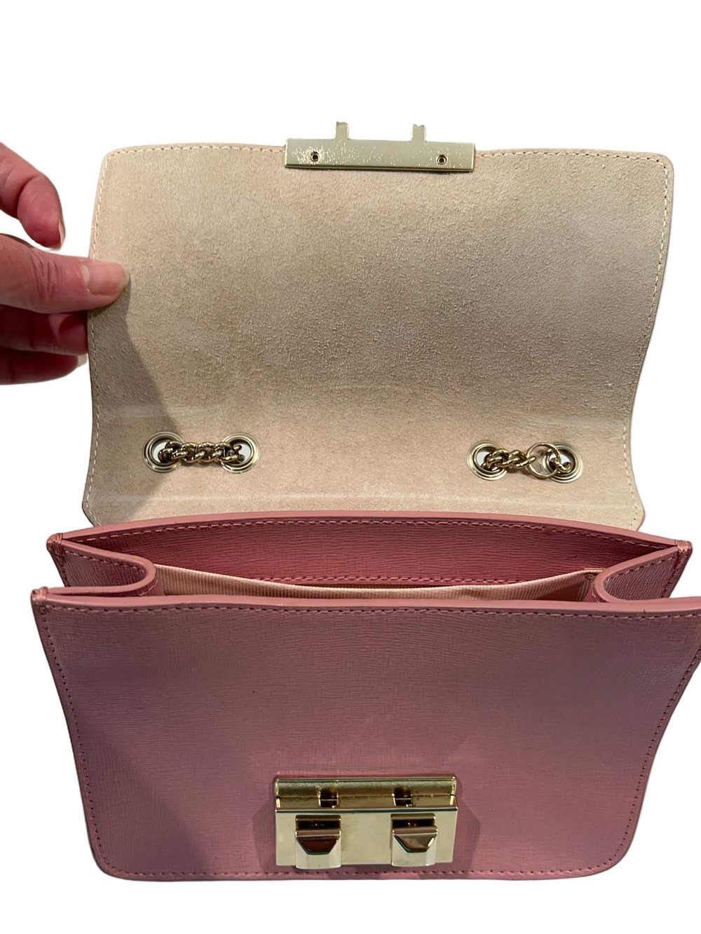 Furla Metropolis Pink Leather Crossbody Shoulder Bag EUC - Picture 14 of 16